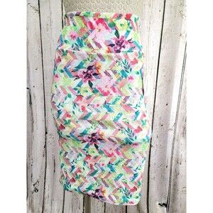 ALK Women's XS Lularoe Cassie‎ Floral Multicolor Crepe Pencil Straight Skirt NEW